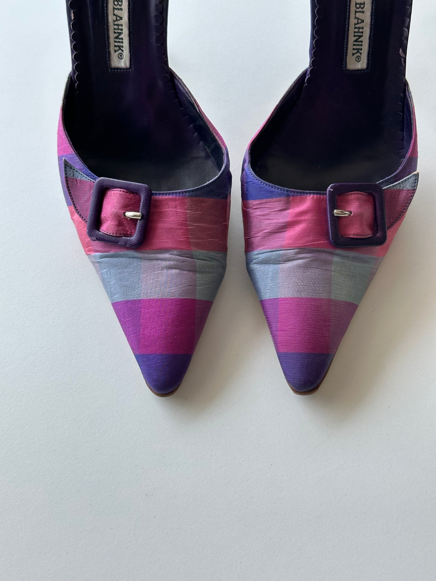 Manolo Blahnik Plaid Mule (38.5)