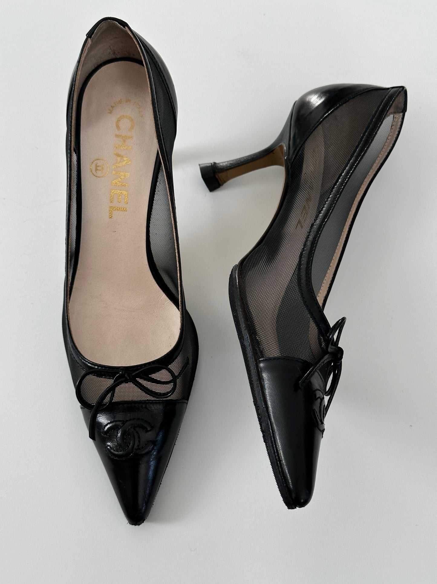 Chanel Mesh Pointed Toe Heels (35.5)