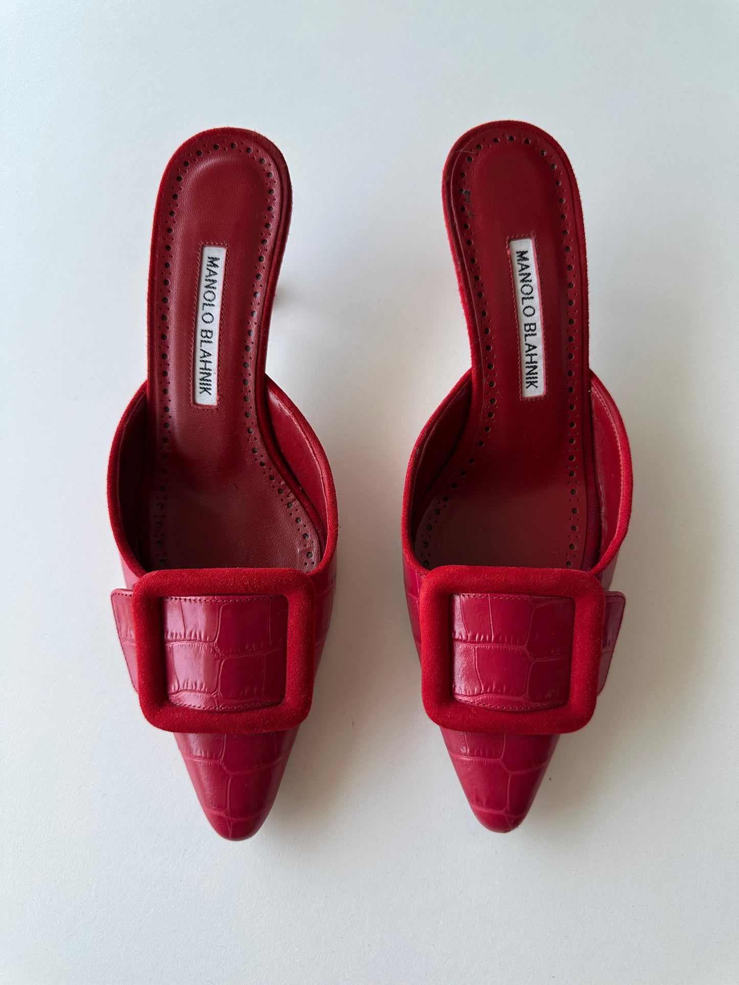 Manolo Blahnik Croc Buckle Mule (36)