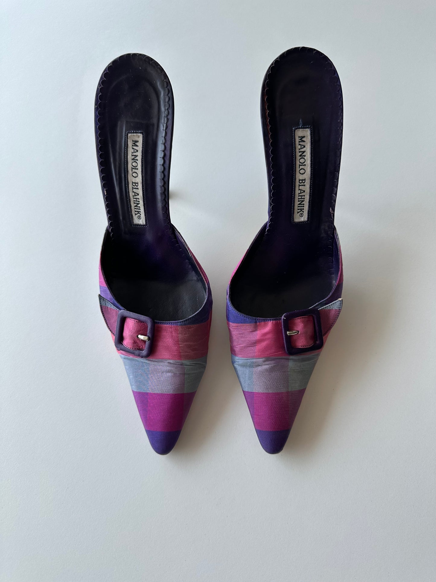 Manolo Blahnik Plaid Mule (38.5)