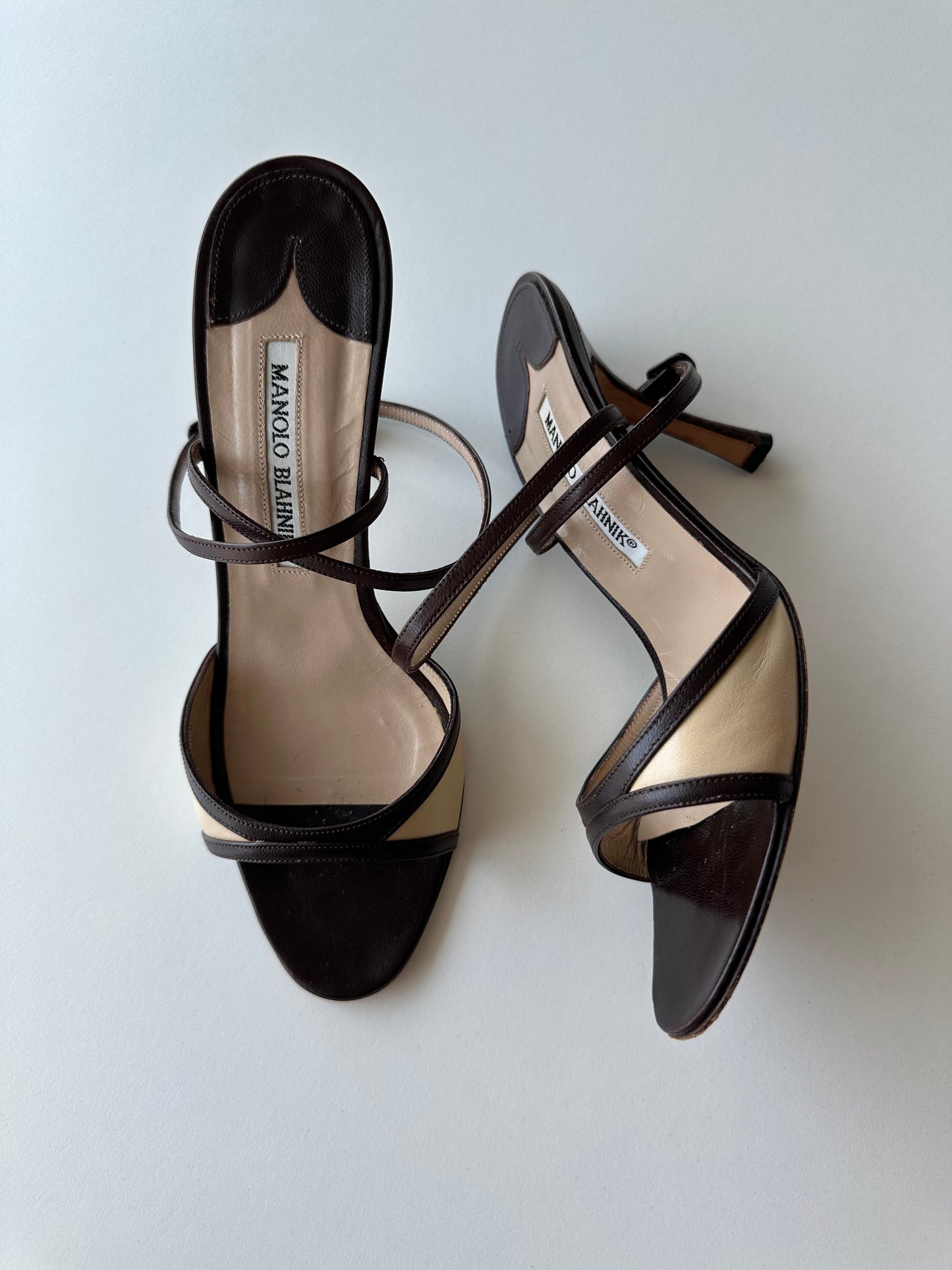 Manolo Blahnik Neutral Wrap Heel (37)