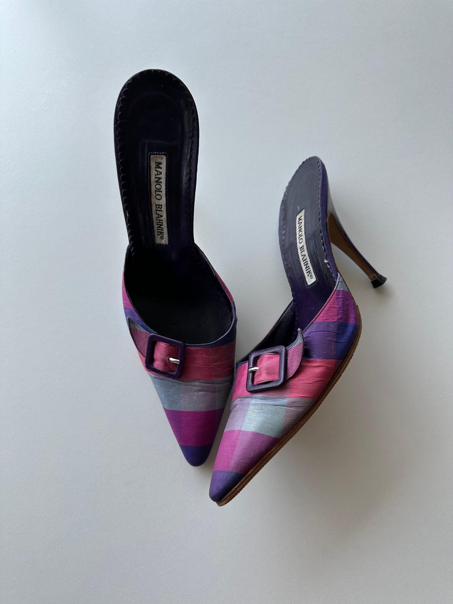Manolo Blahnik Plaid Mule (38.5)
