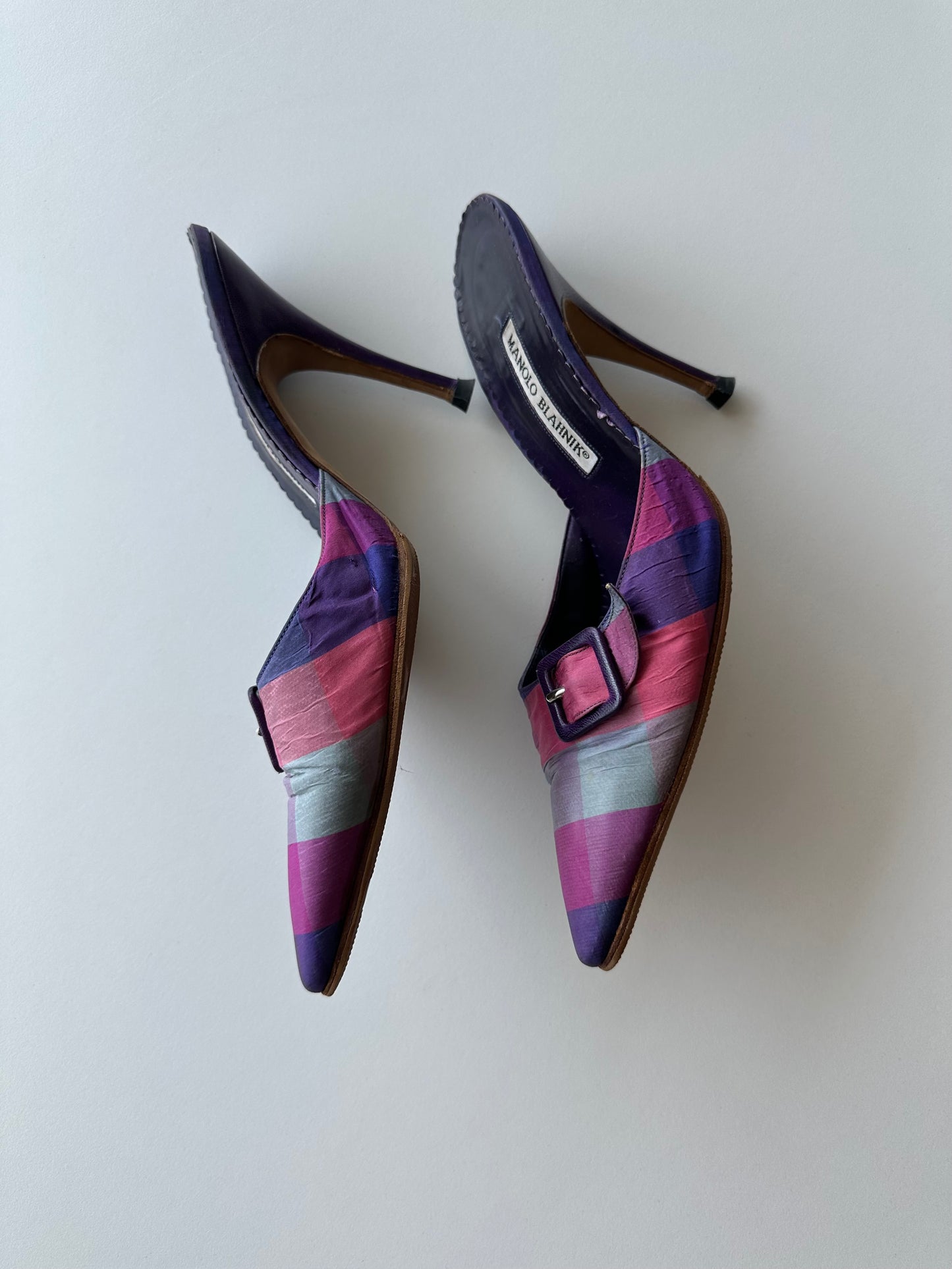 Manolo Blahnik Plaid Mule (38.5)