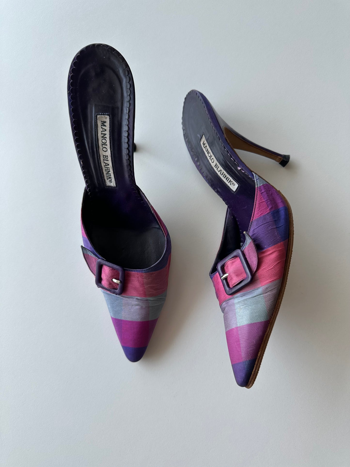 Manolo Blahnik Plaid Mule (38.5)