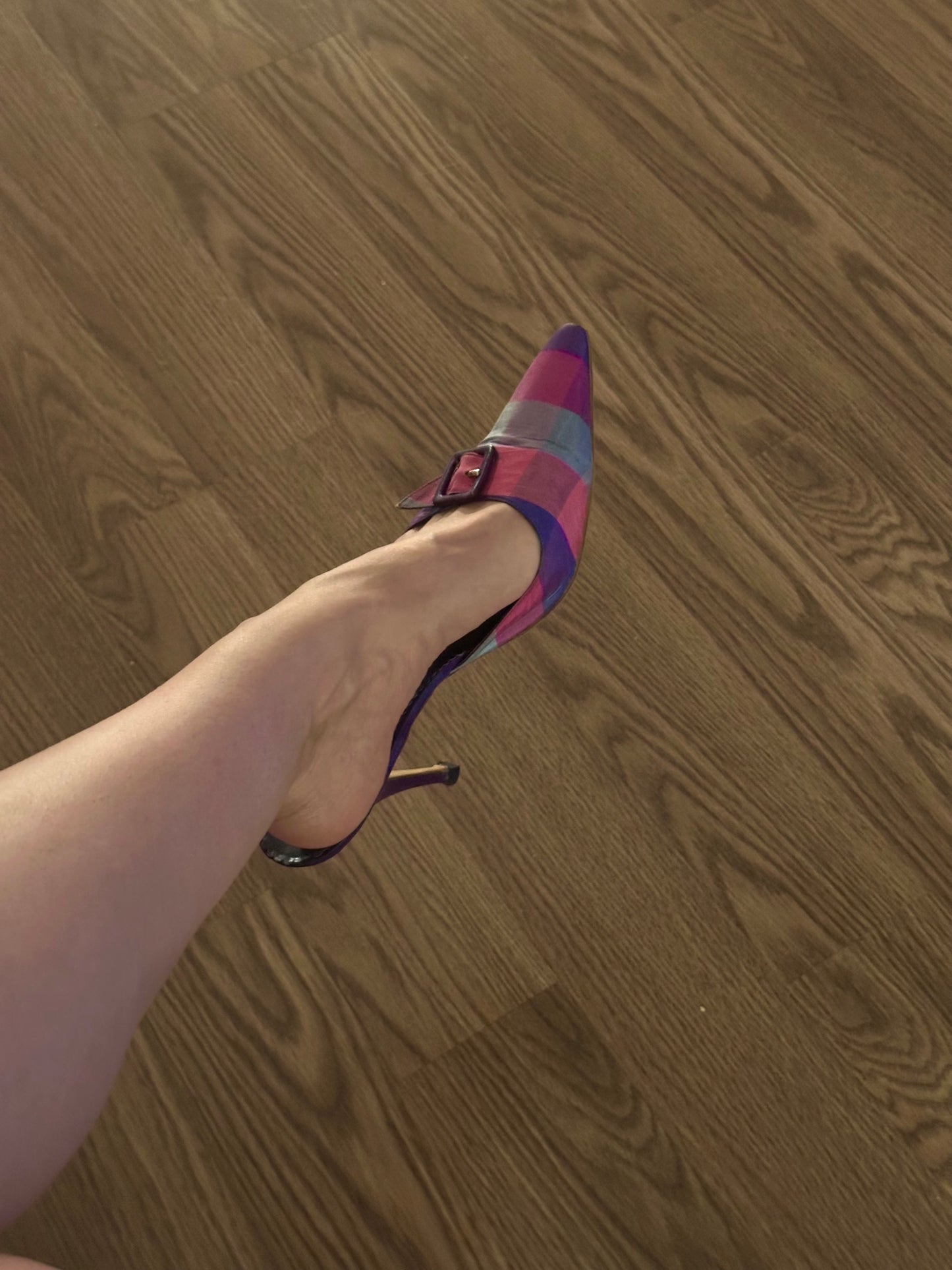 Manolo Blahnik Plaid Mule (38.5)