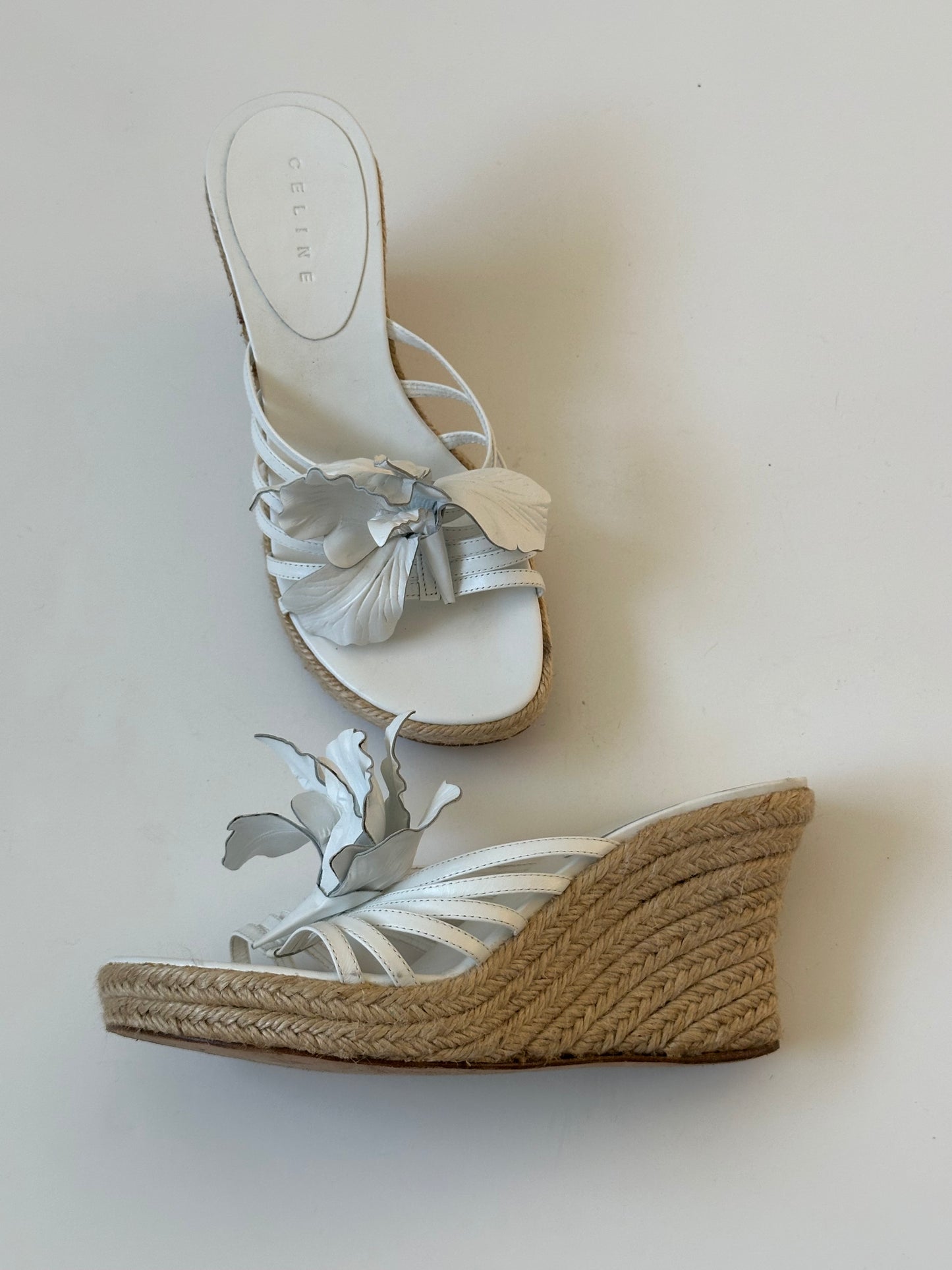 Celine White Espadrille Wedge (37)