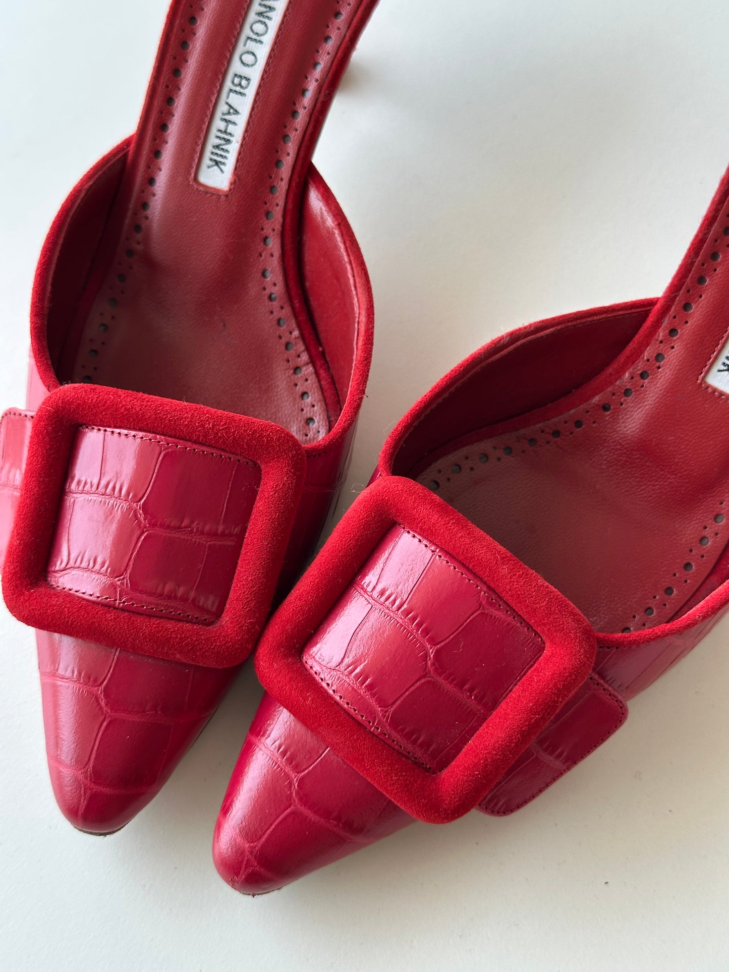 Manolo Blahnik Croc Buckle Mule (36)