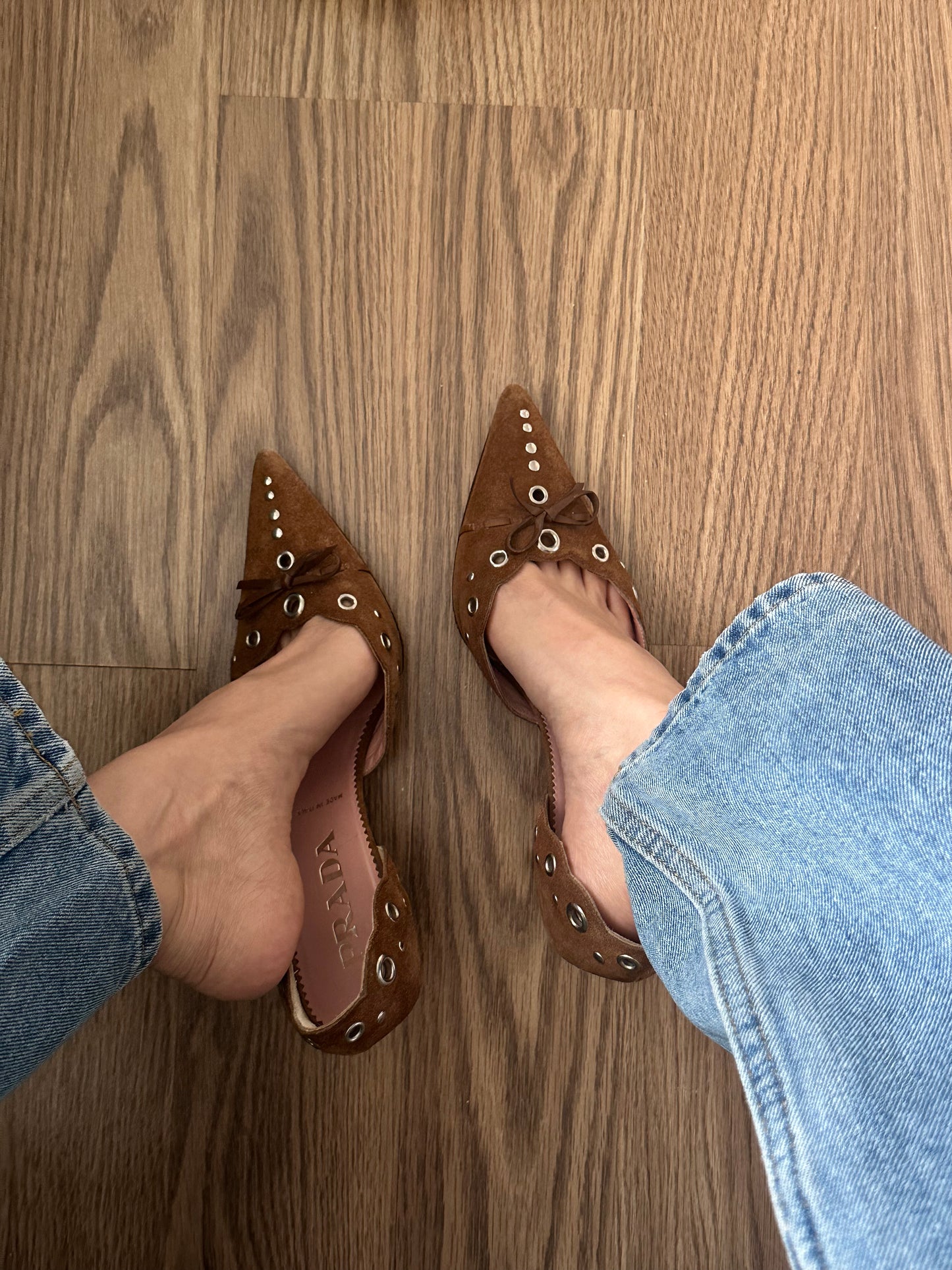 Prada Sienna Brown Grommet Heel (36)