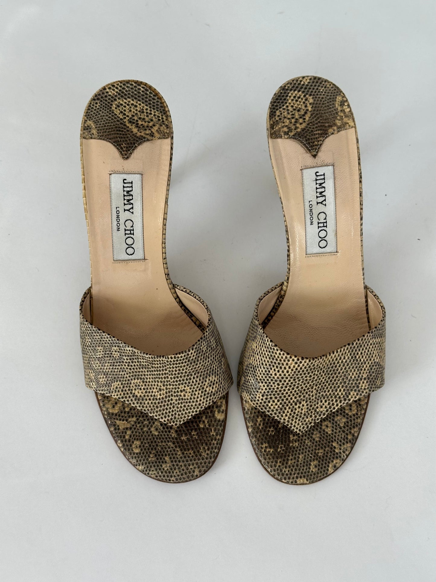 Jimmy Choo Lizard Sandal Mule (37.5)