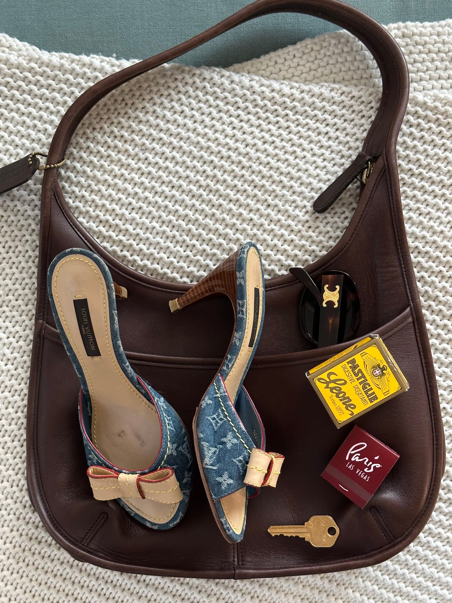 Louis Vuitton Denim Monogram Mules (34.5)