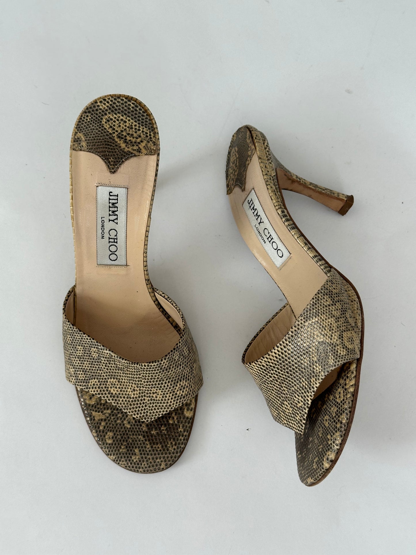Jimmy Choo Lizard Sandal Mule (37.5)