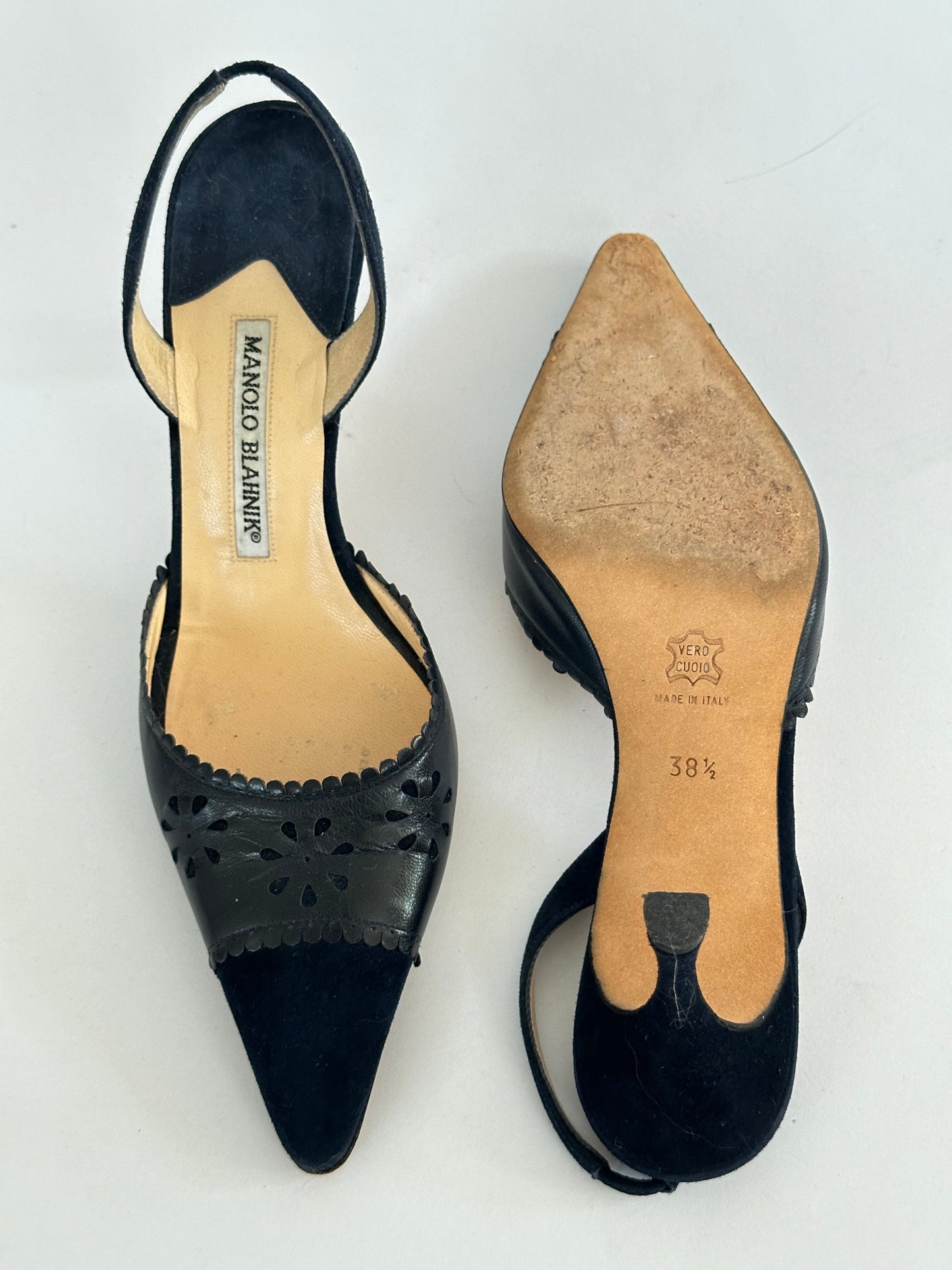 Manolo Blahnik Eyelet Slingback (38.5)