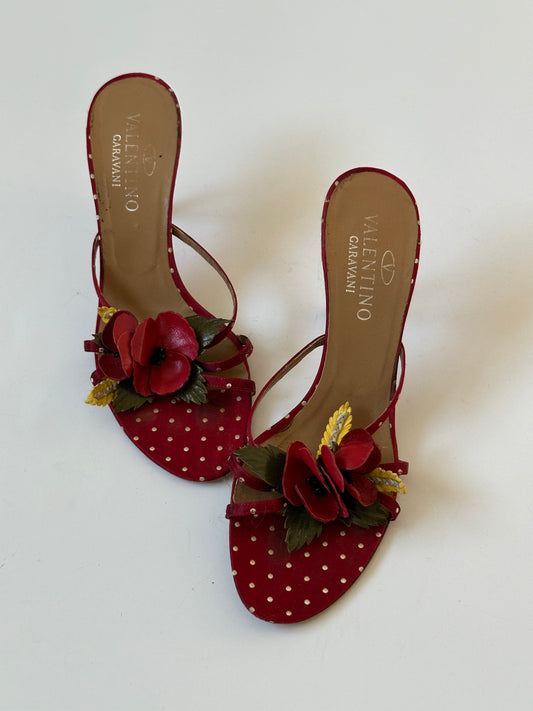 Valentino Polka Dot Floral Sandal (40)