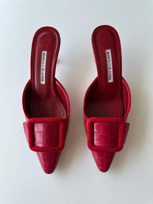 Manolo Blahnik Croc Buckle Mule (36)