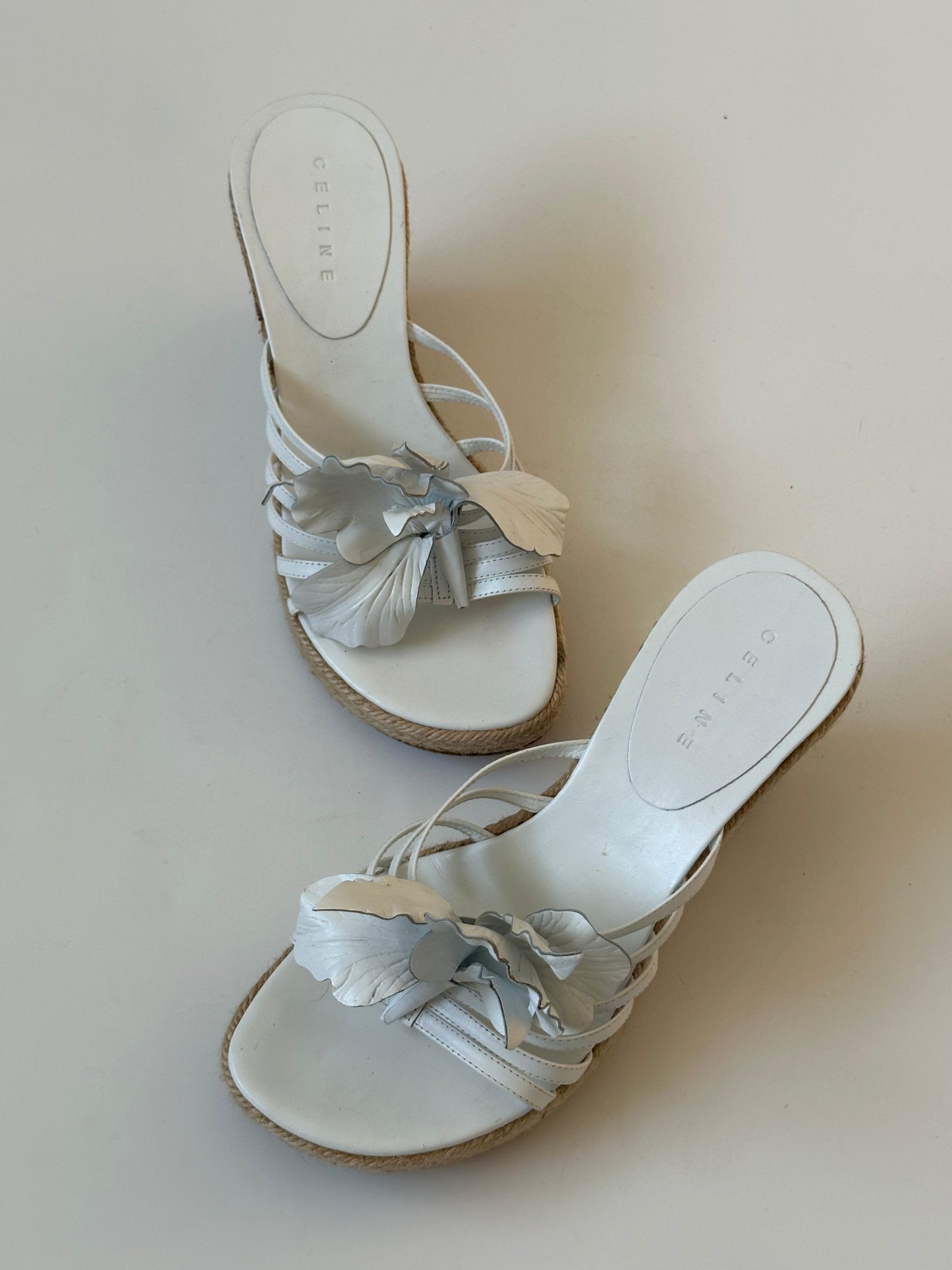 Celine White Espadrille Wedge (37)