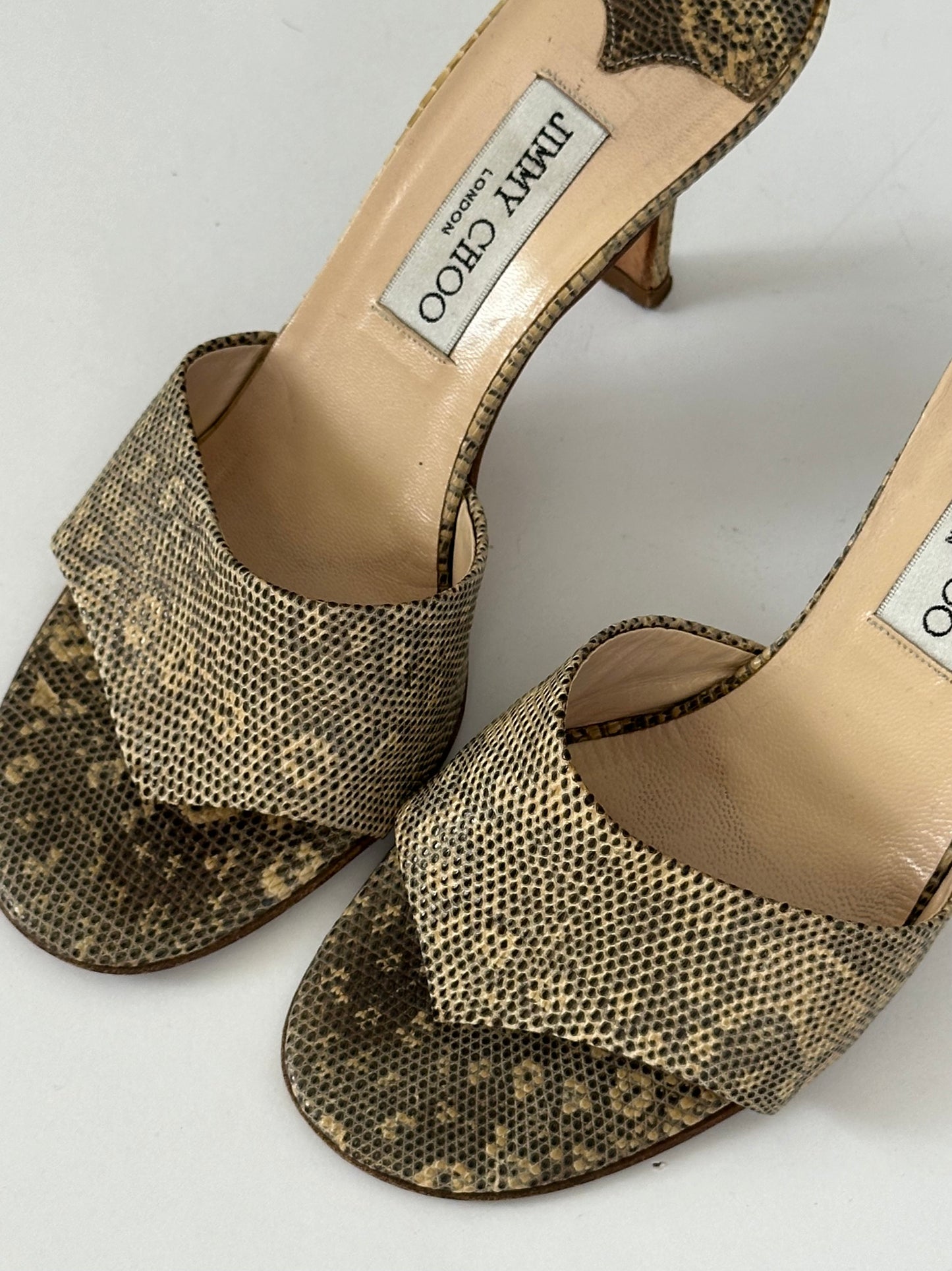 Jimmy Choo Lizard Sandal Mule (37.5)