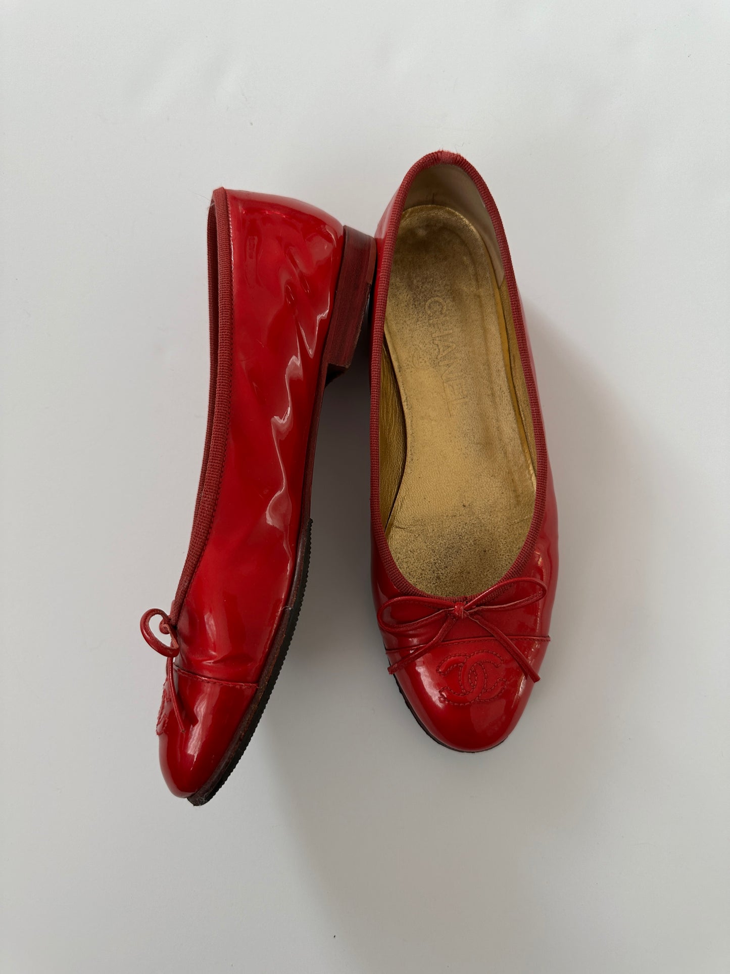 Chanel Metallic Red Flats (37)