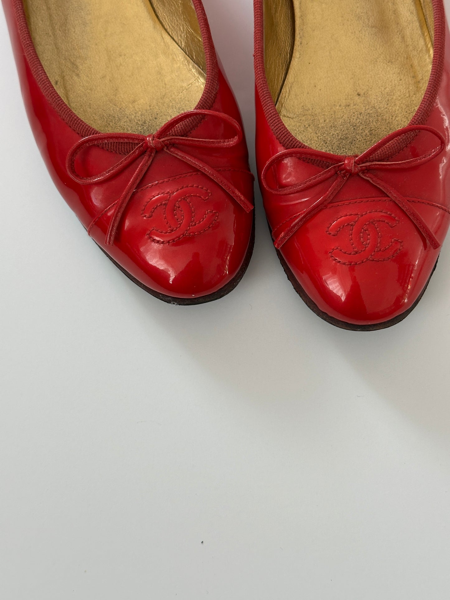 Chanel Metallic Red Flats (37)