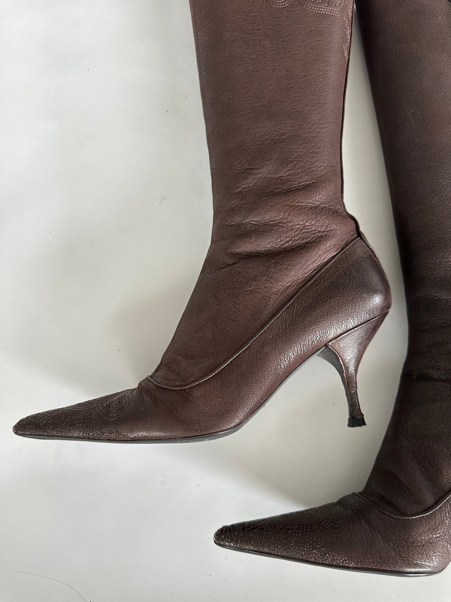 Prada Embroidered Boots (37.5)