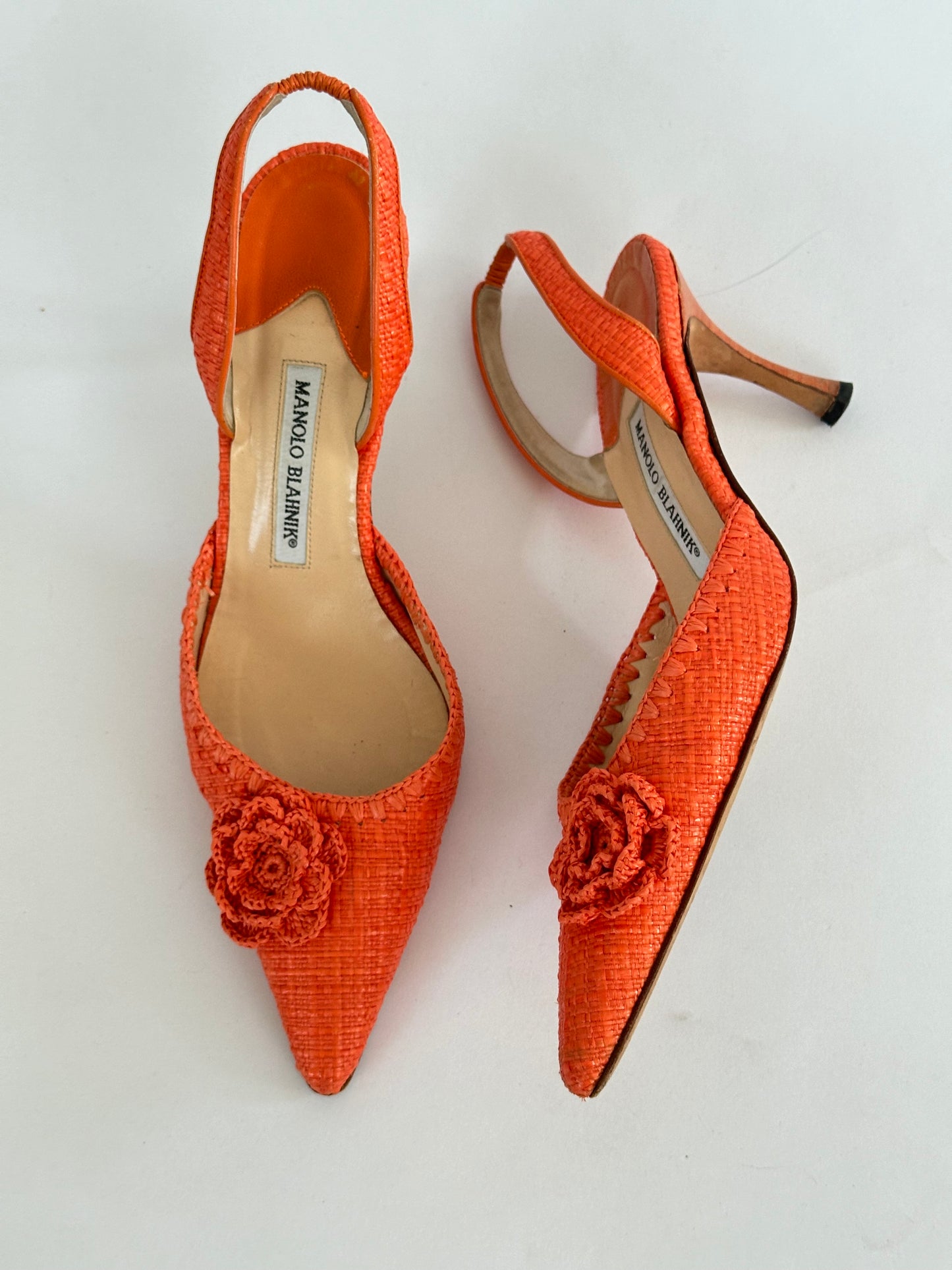 Manolo Blahnik Raffia Slingback (40)