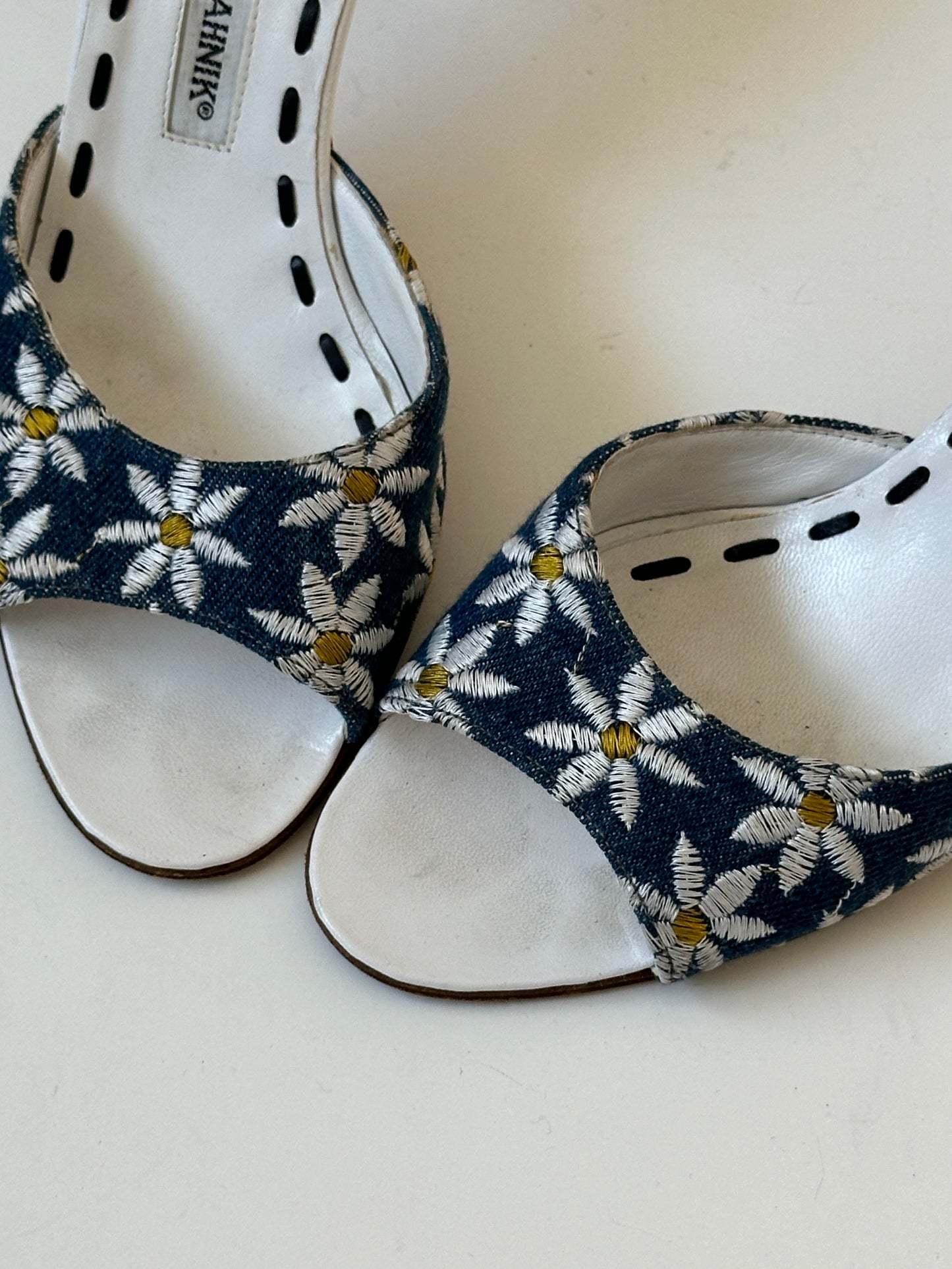 Manolo Blahnik Daisy Denim Mule (38)