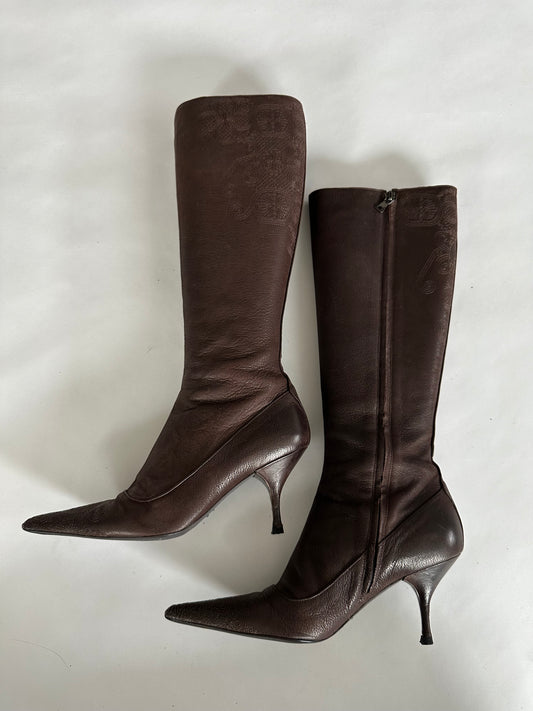 Prada Embroidered Boots (37.5)