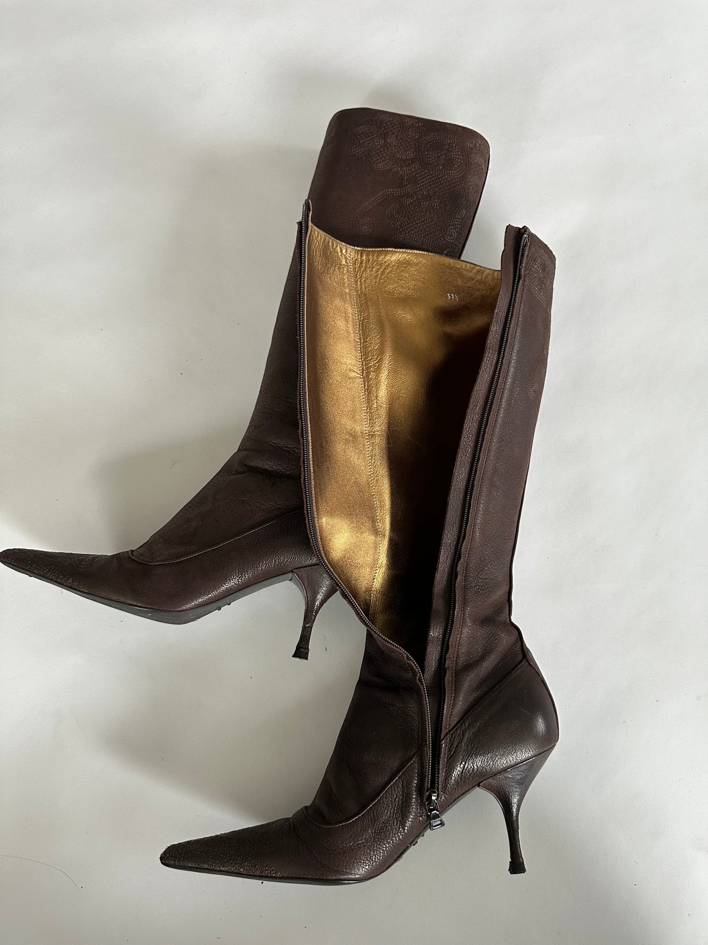 Prada Embroidered Boots (37.5)