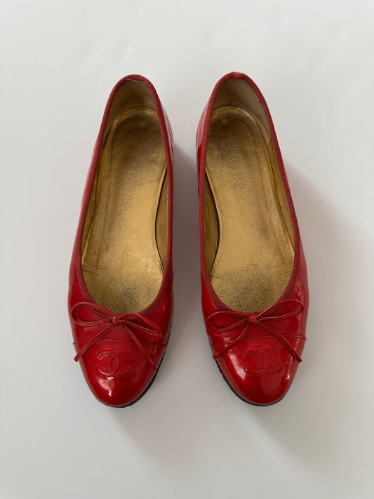 Chanel Metallic Red Flats (37)